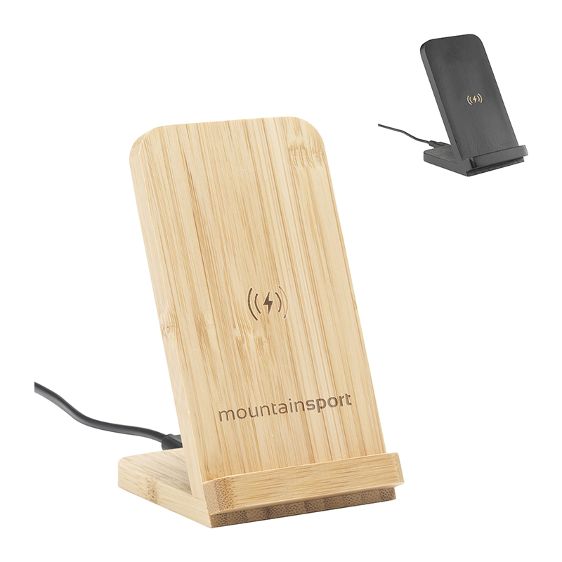 Bamboo phone holder and charger